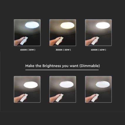LED Dimbart takarmatur LED/40W/230V 3000K/4000K/6500K Ø 38,8 cm + fjärrkontroll