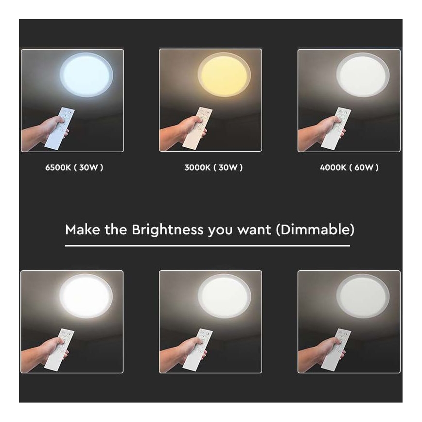 LED Dimbar taklampa LED/40W/230V 3000K/4000K/6500K Ø 56,5 cm + fjärrkontroll