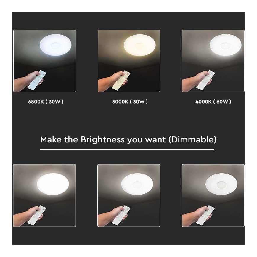 LED Dimbart taklampa LED/40W/230V 3000K/4000K/6500K Ø 49 cm + fjärrkontroll