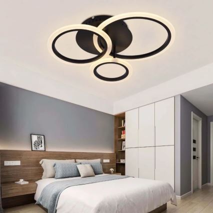 LED Dimbart Takmonterat Taklampa LED/40W/230V 3000-6500K svart + fjärrkontroll