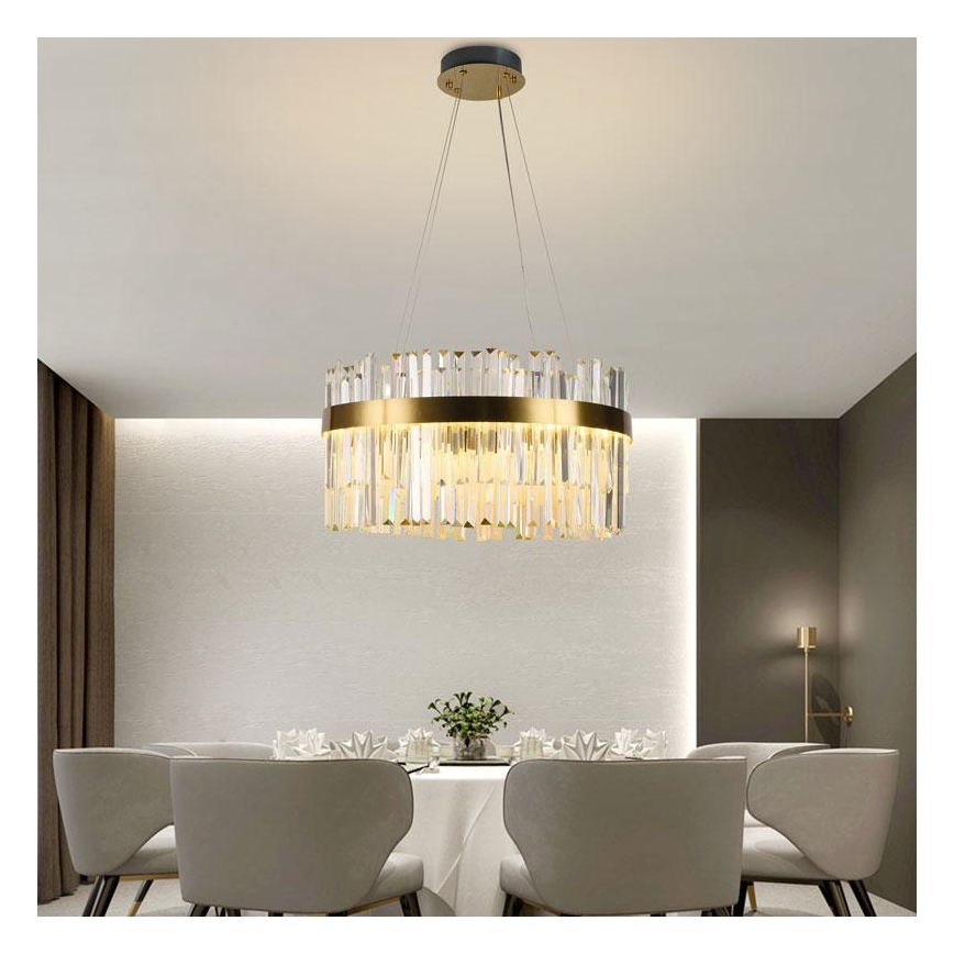 LED Dimbart kristallkrona på kabel LED/70W/230V 3000-6500K guld + fjärrkontroll