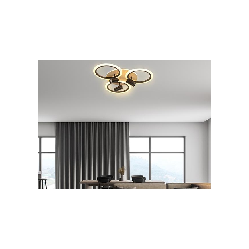 LED Dimbart takarmatur i tak 70W/230V 3000-6500K svart/brun + fjärrkontroll