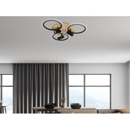 LED Dimbart takarmatur i tak 70W/230V 3000-6500K svart/brun + fjärrkontroll