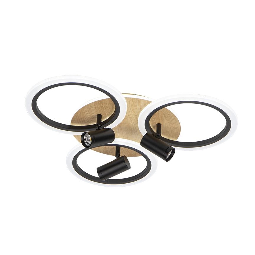 LED Dimbart takarmatur i tak 70W/230V 3000-6500K svart/brun + fjärrkontroll