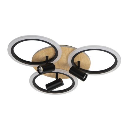 LED Dimbart takarmatur i tak 70W/230V 3000-6500K svart/brun + fjärrkontroll