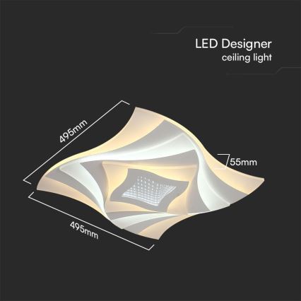 LED Dimbar taklampa LED/75W/230V 3000-6500K 49,5x49,5 cm + fjärrkontroll