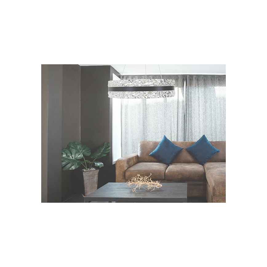 LED Dimbart kristallkrona på kabel LED/80W/230V 3000-6500K svart + fjärrkontroll