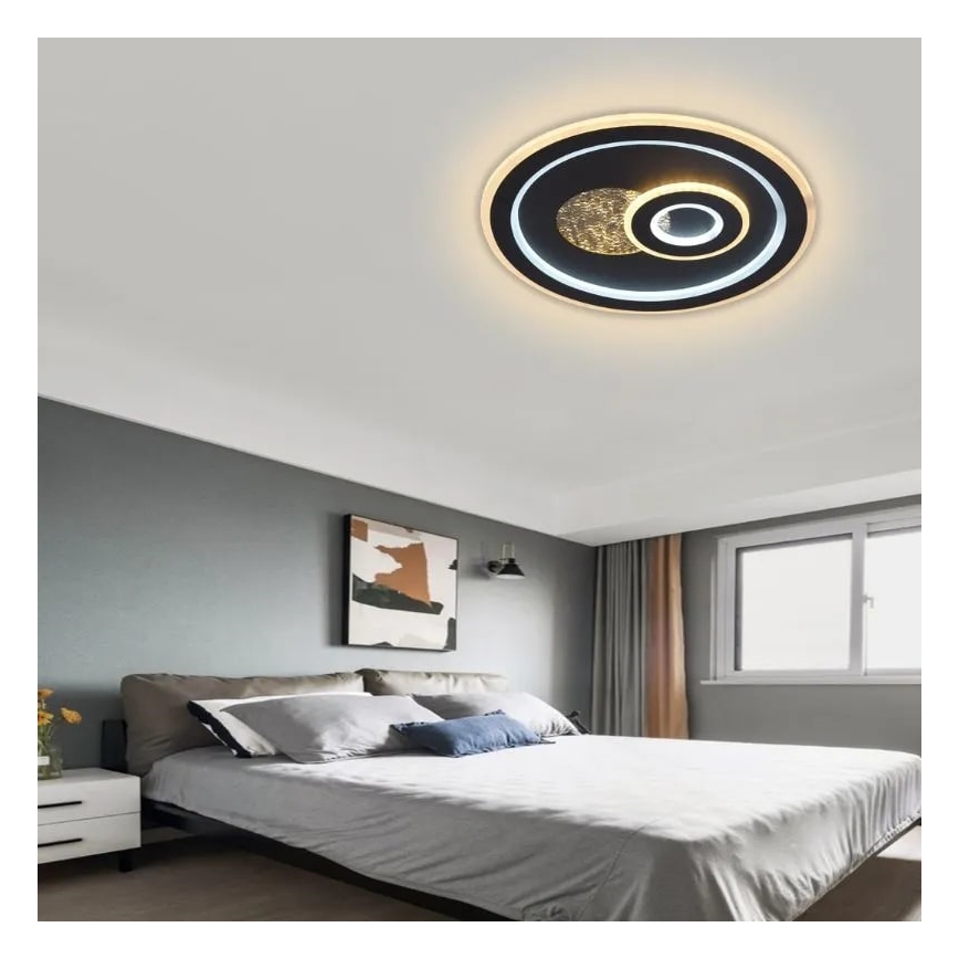 LED Dimbar taklampa LED/95W/230V 3000-6500K svart + fjärrkontroll