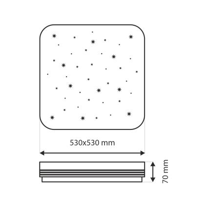 LED Dimbar taklampa MANA LED/60W/230V 2700-6500K 53x53 cm + fjärrkontroll