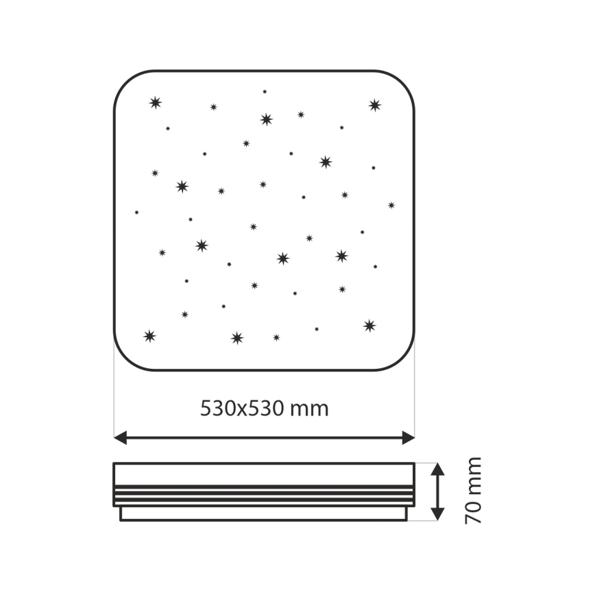 LED Dimbar taklampa MANA LED/60W/230V 2700-6500K 53x53 cm + fjärrkontroll