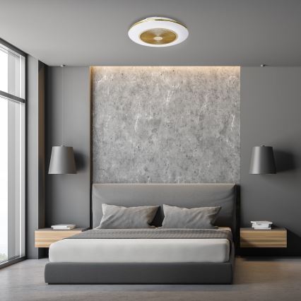 LED Dimbar taklampa med fläkt ARIA LED/38W/230V 3000-6000K gold + remote control