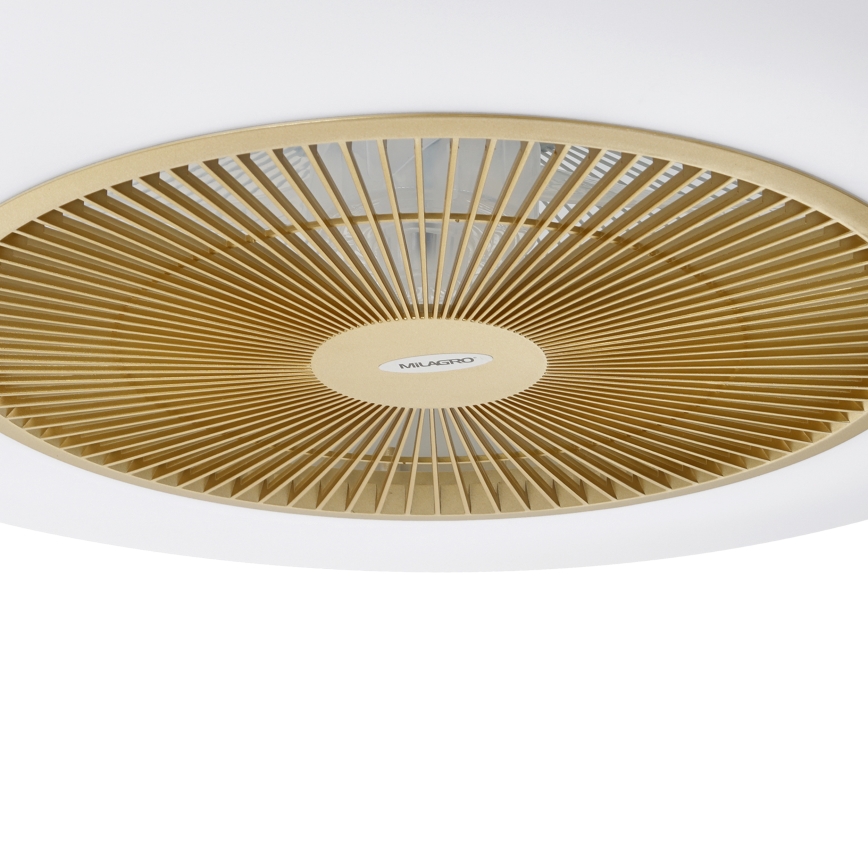 LED Dimbar taklampa med fläkt ARIA LED/38W/230V 3000-6000K gold + remote control