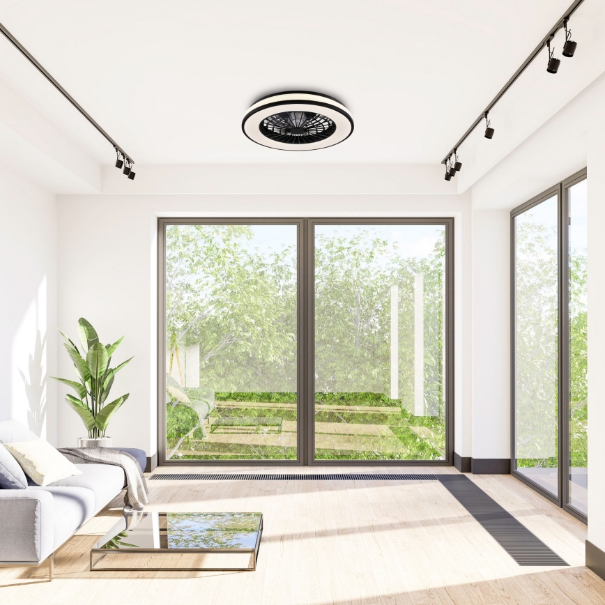 LED Dimbar taklampa med fläkt LED/48W/230V 3000-6500K svart + fjärrkontroll