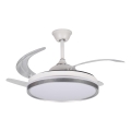 LED dimbar taklampa med fläkt PLAVE LED/36W/230V 3000-6500K silver/vit + fjärrkontroll