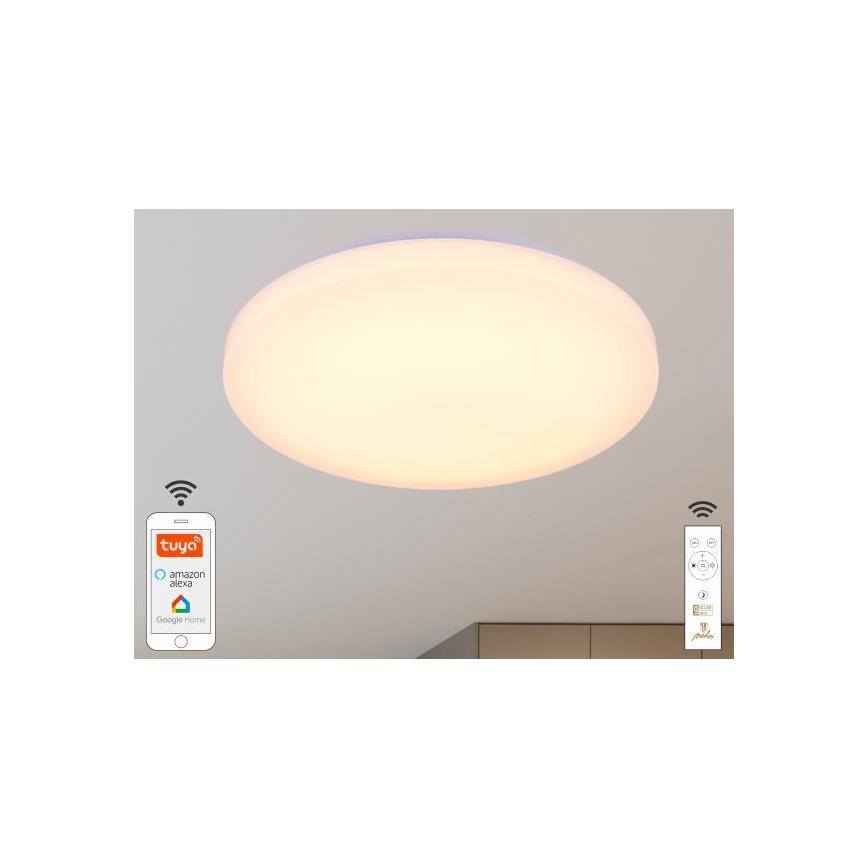 LED Dimbar taklampa OPAL LED/48W/230V 2700-6500K Wi-Fi Tuya vit + fjärrkontroll