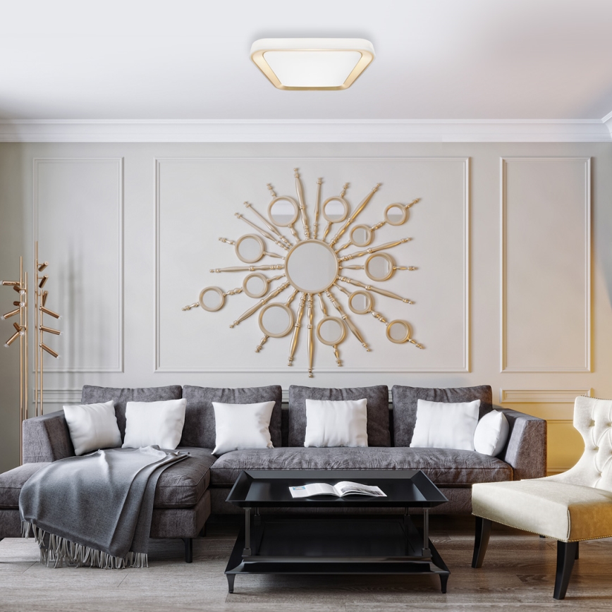 LED Dimbart takarmatur QUADRO LED/38W/230V 3000-6000K vit/guld + fjärrkontroll