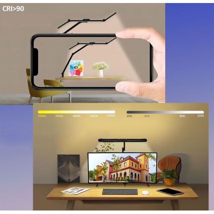 LED Dimbart pekskärm med touch, flexibel bordslampa LED/24W/230V 3000-6500K CRI 92 svart