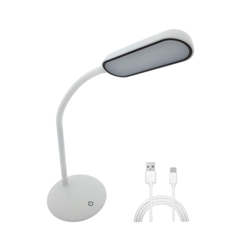 LED Dimbart pekskärmbar flexibel bordslampa LED/6W/5V USB 1200 mAh vit