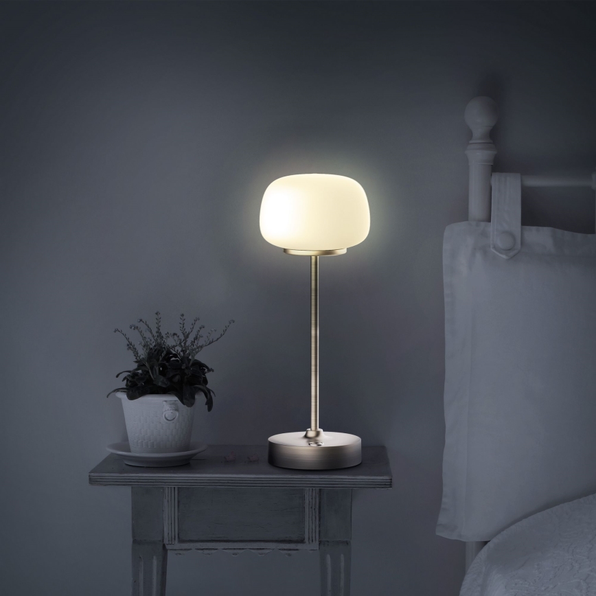 LED Dimbart Touchbordslampa RIMINI LED/2W/5V USB 2000 mAh guld/vit