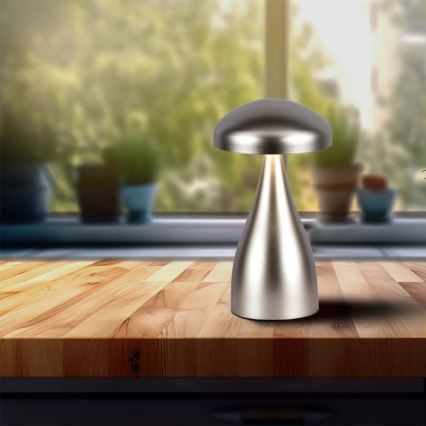 LED Dimbart uppladdningsbart bordslampa med touch LED/1W/5V 3000-6000K 1800 mAh silver