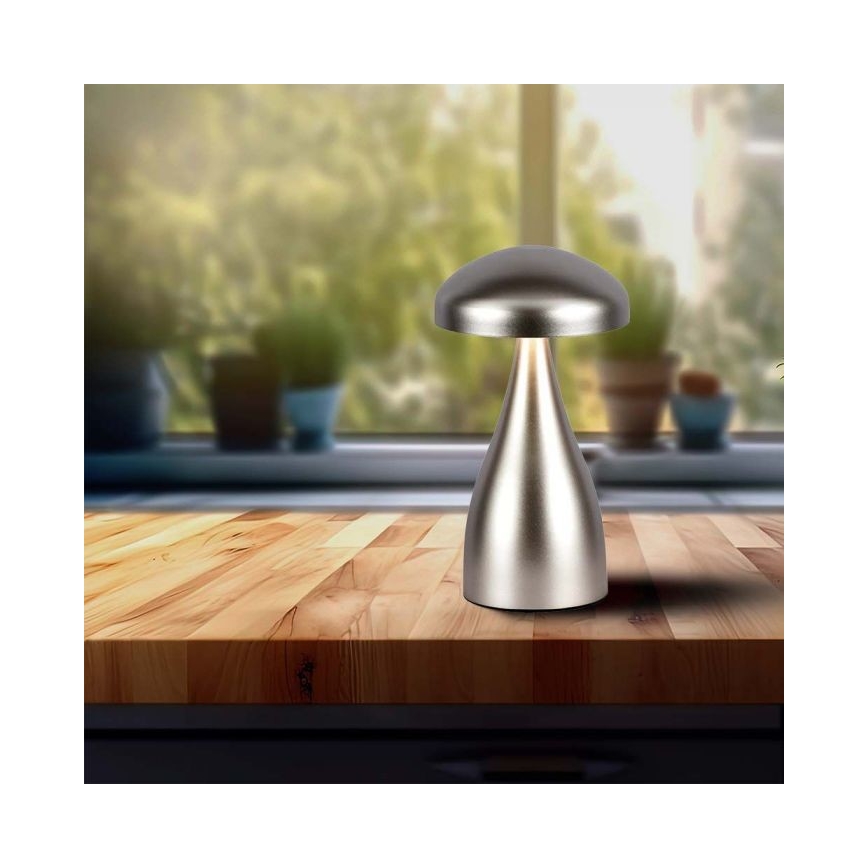 LED Dimbart uppladdningsbart bordslampa med touch LED/1W/5V 3000-6000K 1800 mAh silver