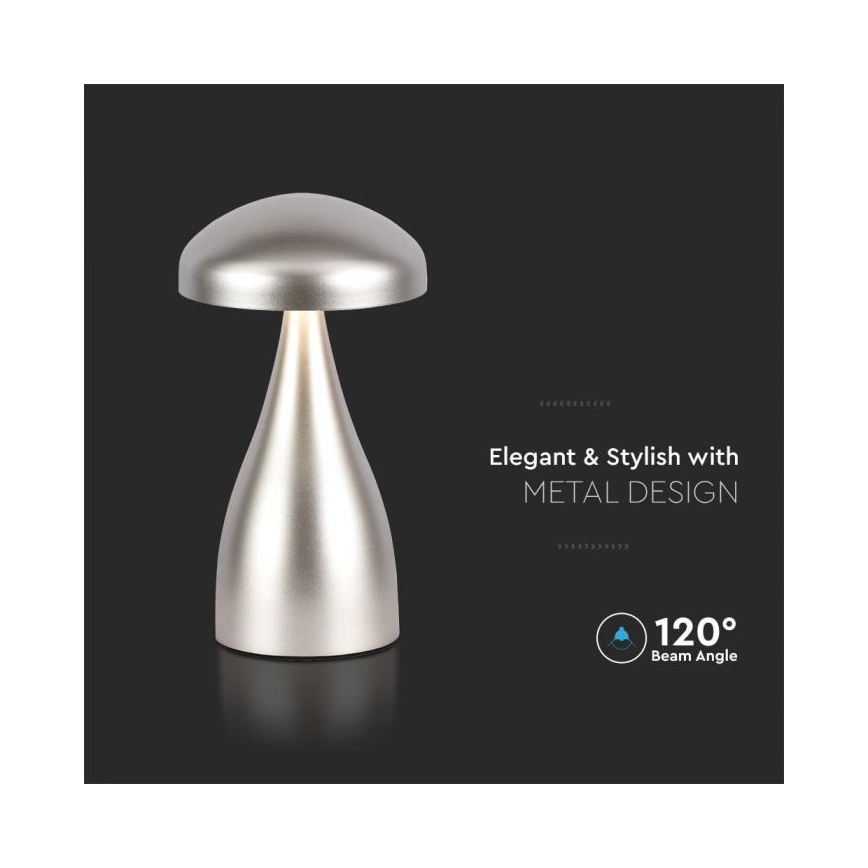 LED Dimbart uppladdningsbart bordslampa med touch LED/1W/5V 3000-6000K 1800 mAh silver