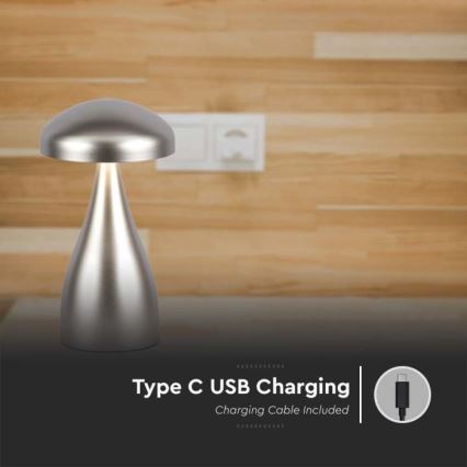 LED Dimbart uppladdningsbart bordslampa med touch LED/1W/5V 3000-6000K 1800 mAh silver