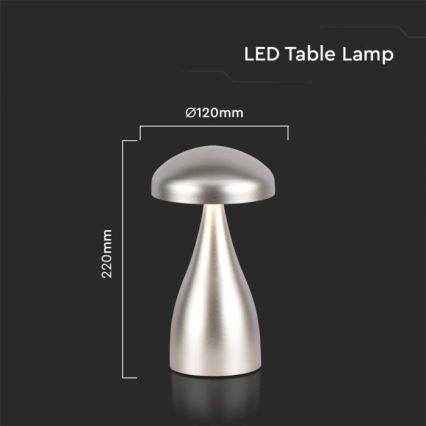 LED Dimbart uppladdningsbart bordslampa med touch LED/1W/5V 3000-6000K 1800 mAh silver