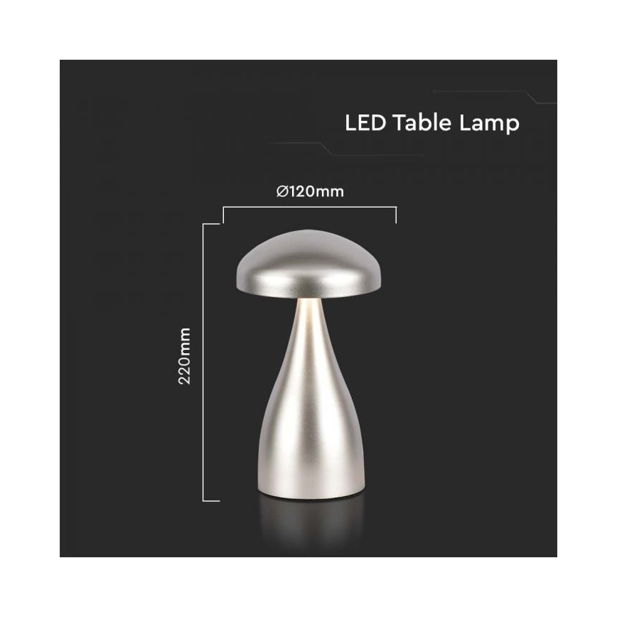 LED Dimbart uppladdningsbart bordslampa med touch LED/1W/5V 3000-6000K 1800 mAh silver