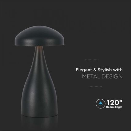 LED Dimbart uppladdningsbart touchbordslampa LED/1W/5V 3000-6000K 1800 mAh svart