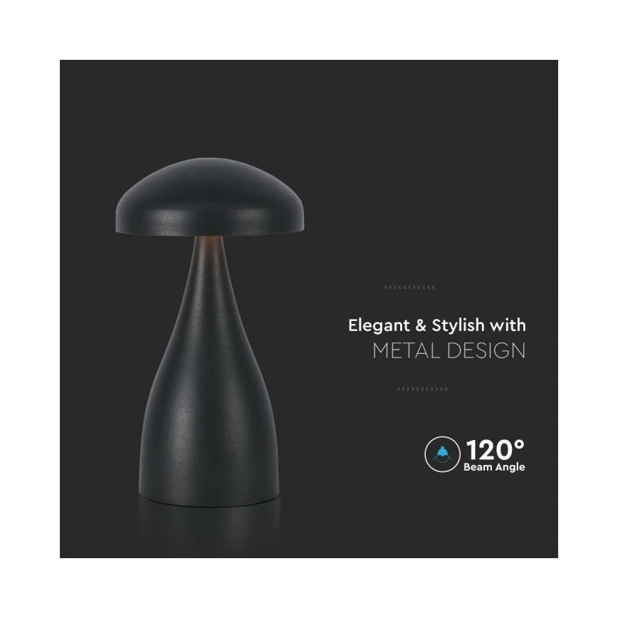 LED Dimbart uppladdningsbart touchbordslampa LED/1W/5V 3000-6000K 1800 mAh svart