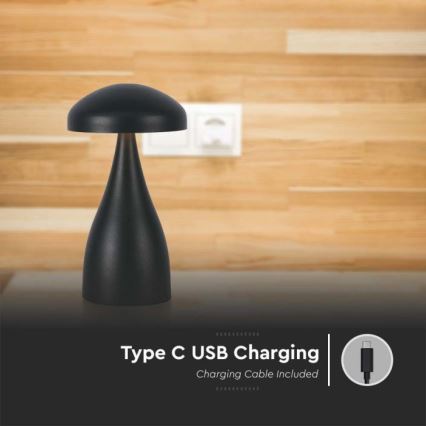 LED Dimbart uppladdningsbart touchbordslampa LED/1W/5V 3000-6000K 1800 mAh svart