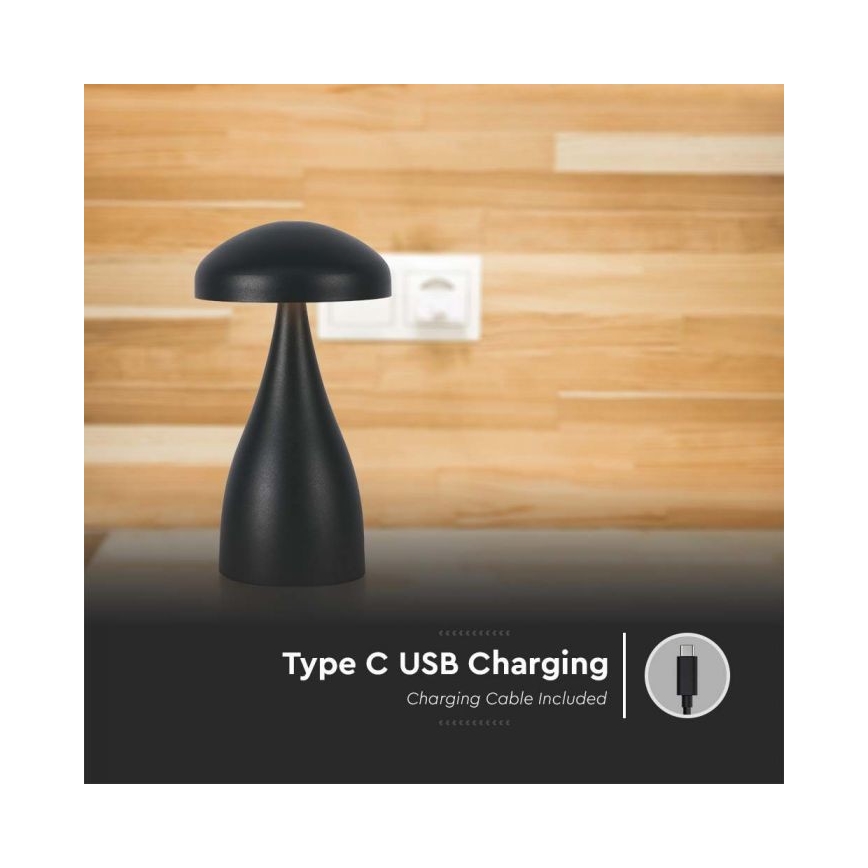 LED Dimbart uppladdningsbart touchbordslampa LED/1W/5V 3000-6000K 1800 mAh svart