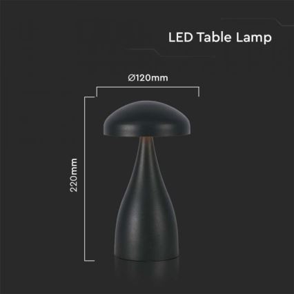 LED Dimbart uppladdningsbart touchbordslampa LED/1W/5V 3000-6000K 1800 mAh svart