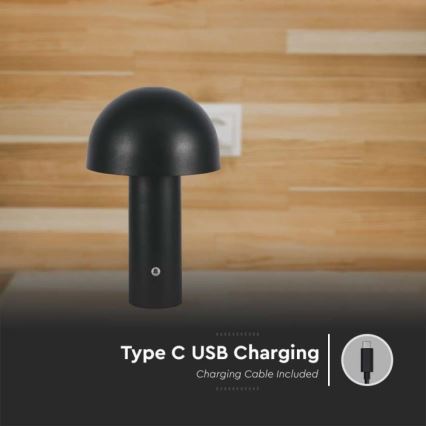 LED Dimbart uppladdningsbart touchbordslampa LED/1W/5V 3000-6000K 1800 mAh svart