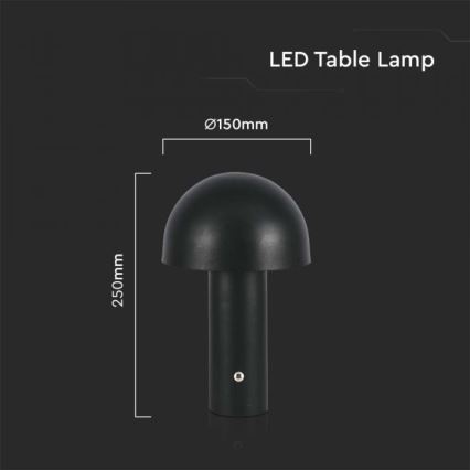 LED Dimbart uppladdningsbart touchbordslampa LED/1W/5V 3000-6000K 1800 mAh svart