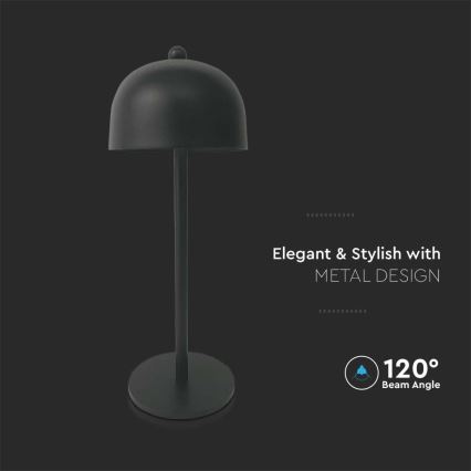 LED Dimbart uppladdningsbart touchbordslampa LED/1W/5V 3000-6000K 1800 mAh svart