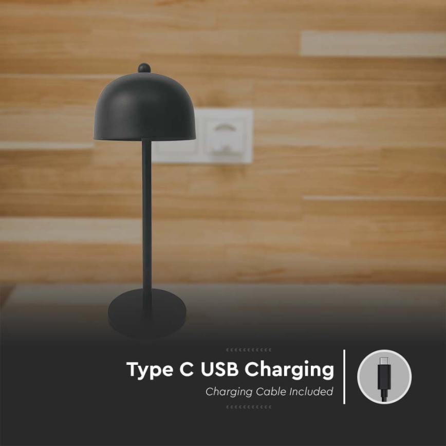 LED Dimbart uppladdningsbart touchbordslampa LED/1W/5V 3000-6000K 1800 mAh svart