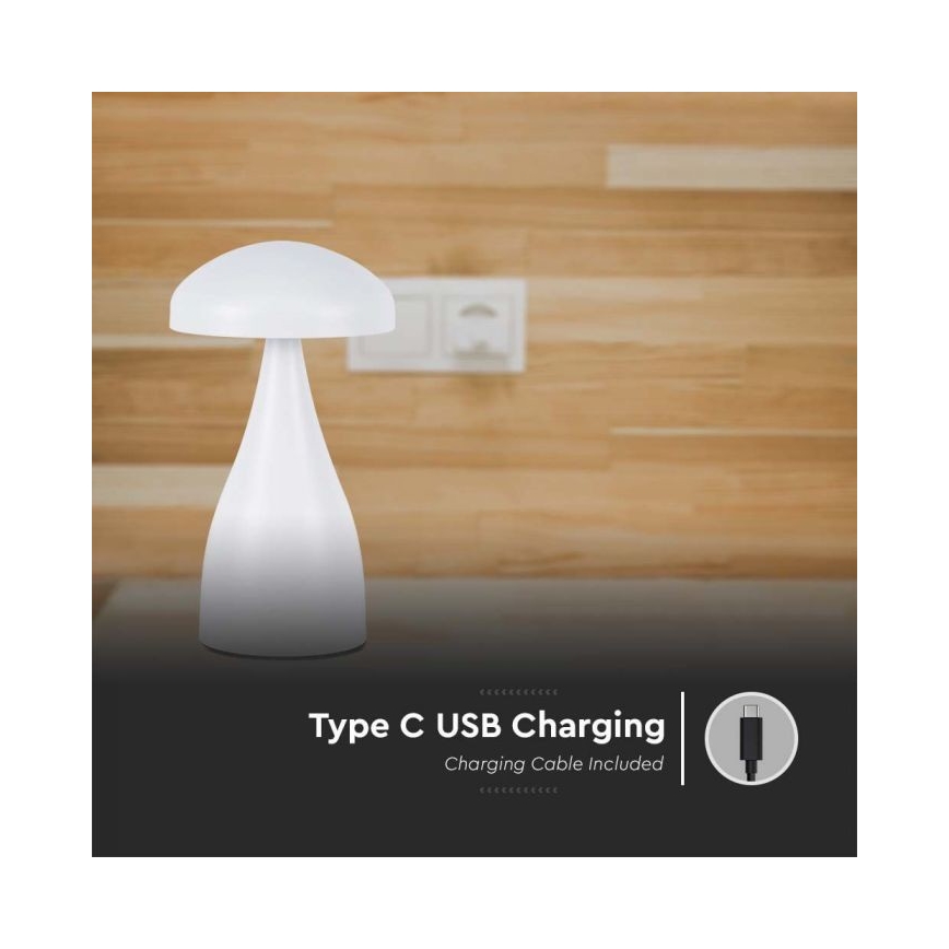 LED Dimbart uppladdningsbar touchbordslampa LED/1W/5V 3000-6000K 1800 mAh vit