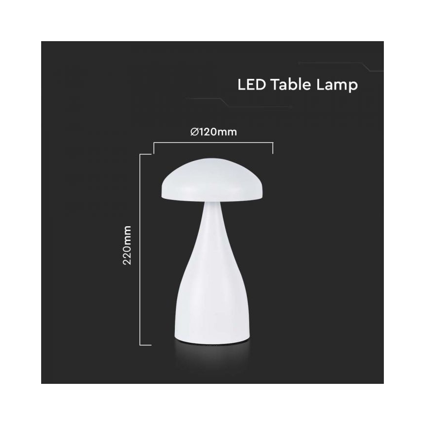 LED Dimbart uppladdningsbar touchbordslampa LED/1W/5V 3000-6000K 1800 mAh vit