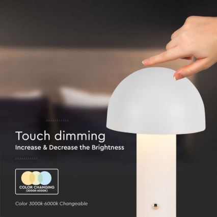 LED Dimbart uppladdningsbar touchbordslampa LED/1W/5V 3000-6000K 1800 mAh vit