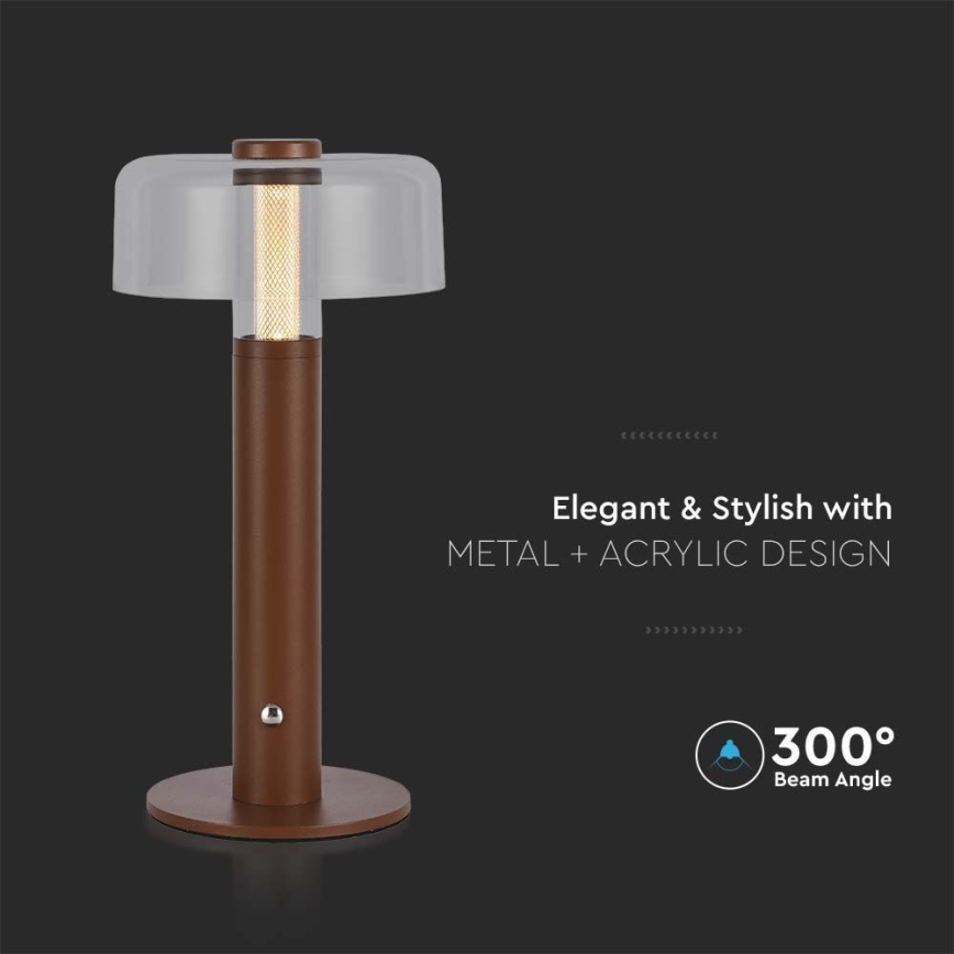 LED Dimbara uppladdningsbara touchbordslampa LED/1W/5V 3000K 1800 mAh brun