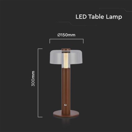 LED Dimbara uppladdningsbara touchbordslampa LED/1W/5V 3000K 1800 mAh brun
