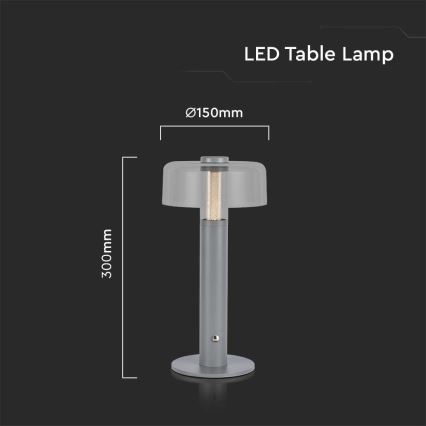 LED Dimbara uppladdningsbara touchbordslampa LED/1W/5V 3000K 1800 mAh grå