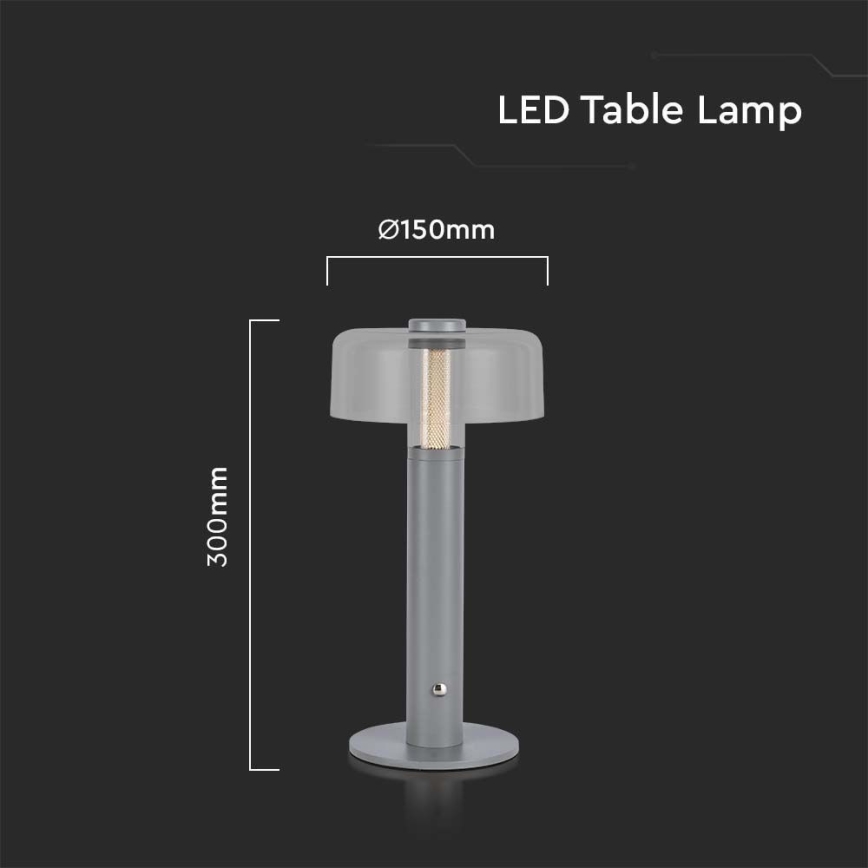LED Dimbara uppladdningsbara touchbordslampa LED/1W/5V 3000K 1800 mAh grå