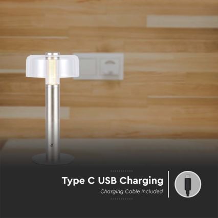 LED Dimbara uppladdningsbara touchbordslampa LED/1W/5V 3000K 1800 mAh guld