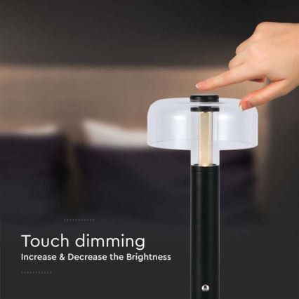 LED Dimbart uppladdningsbart touchbordslampa LED/1W/5V 3000K 1800 mAh svart