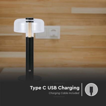 LED Dimbart uppladdningsbart touchbordslampa LED/1W/5V 3000K 1800 mAh svart