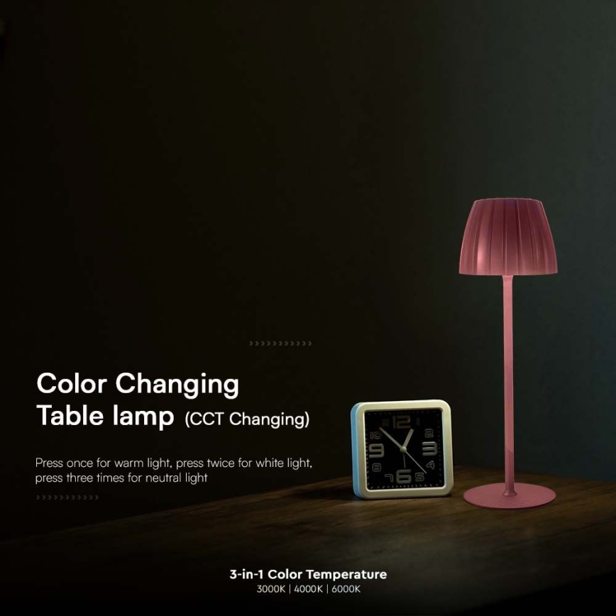 LED Dimbara uppladdningsbara touchbordslampa LED/2,7W/5V 3000/4000/6000K 1800 mAh brun