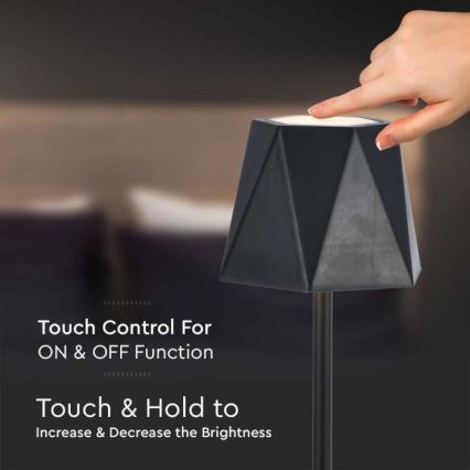LED Dimbart uppladdningsbar touchbordslampa LED/4W/5V 3000-6000K 1800 mAh svart